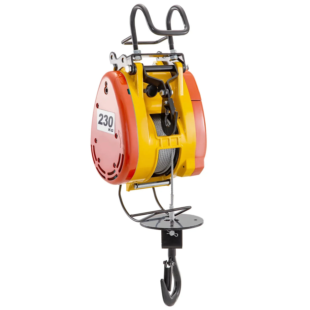 Lift Electric Hoist 230kg Capacity Electric Winch 507lbs with 98ft/30m Length Steel Wire Rope Remote Control Crane Overhead Electric Trolley with Pulley System 110 Volts 1 Phase