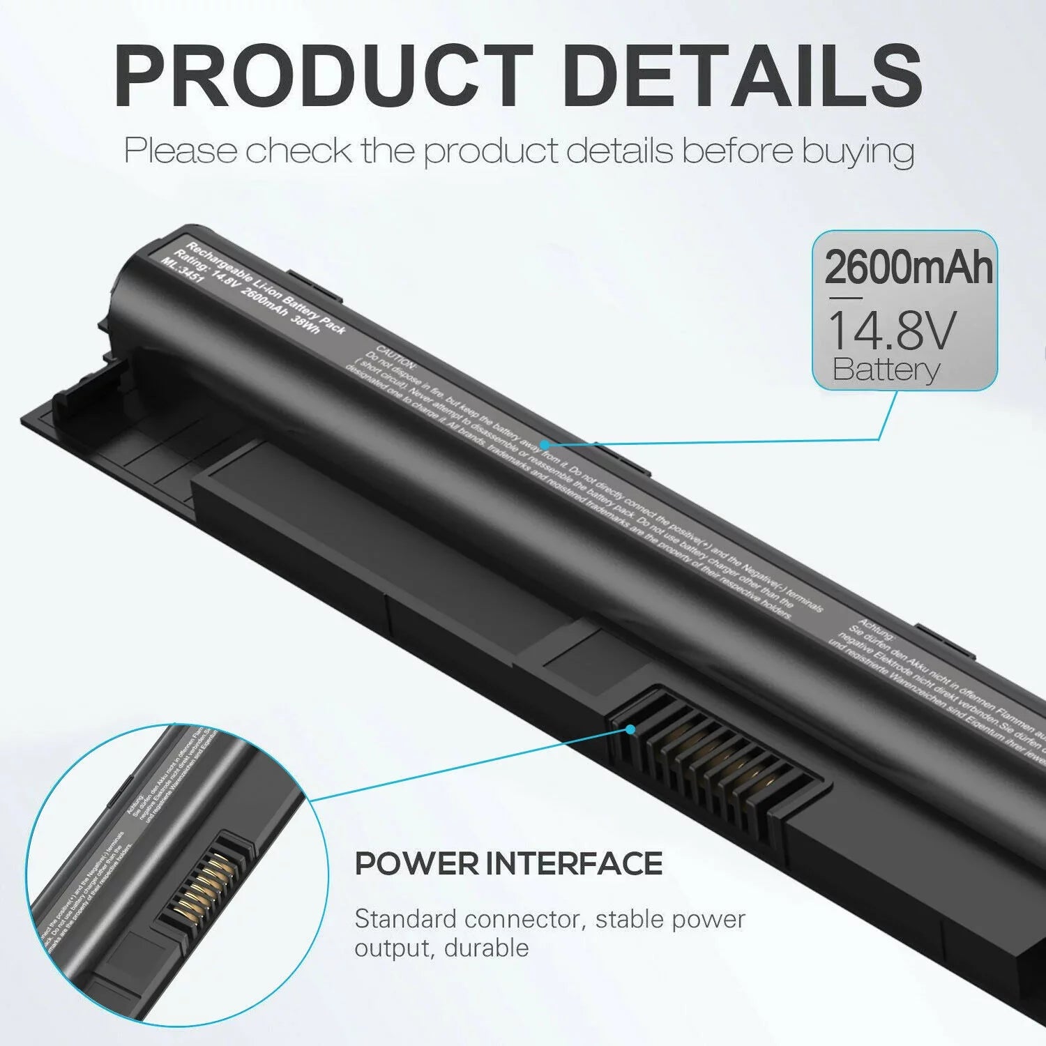 M5Y1K Laptop Battery for Dell Inspiron 3451 3551 3552 3558 3567 5555 5558 5559