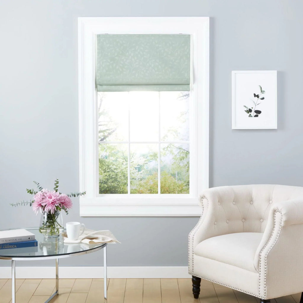 Exclusive Home Bolan Botanical Total Blackout Roman Shade, 27"x 64", Sage