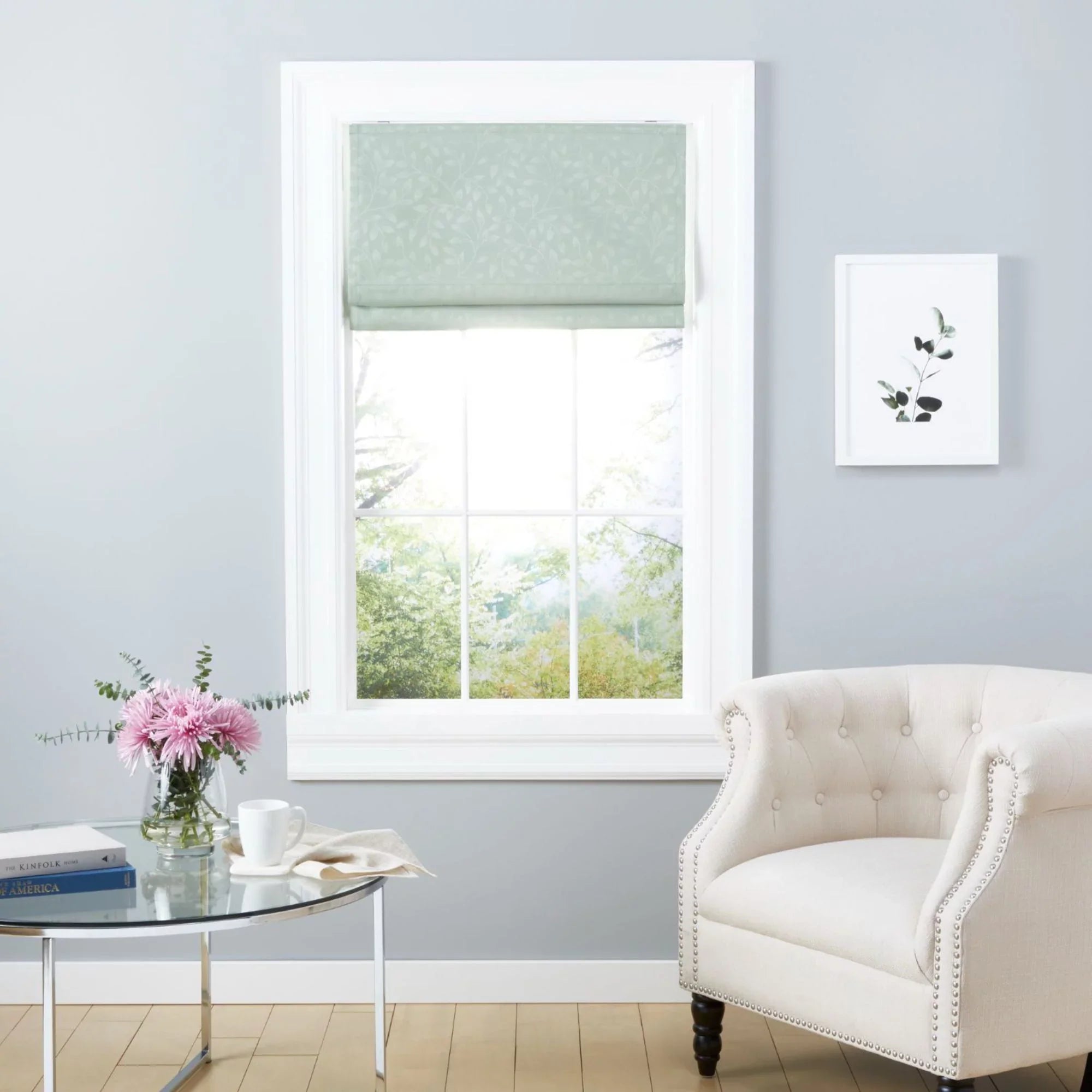 Exclusive Home Bolan Botanical Total Blackout Roman Shade, 27"x 64", Sage