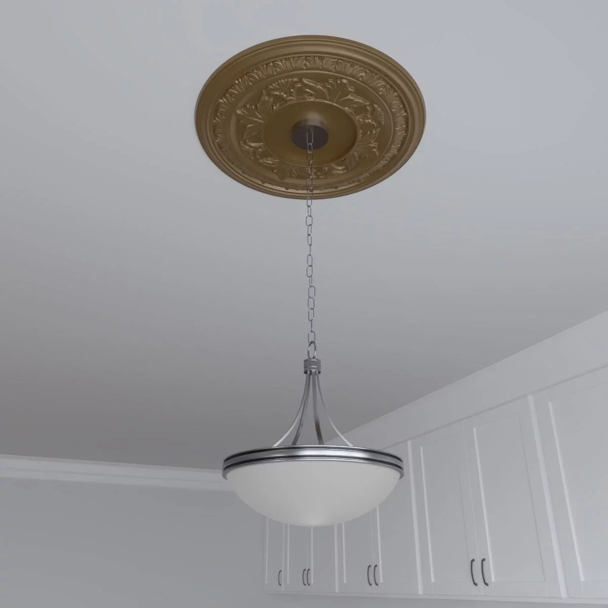 Ekena Millwork 22" x 3 1/2" x 1"P Baltimore Thermoformed  Ceiling Medallion (Fits Canopies up to 7 3/4"), Metallic Gold Rush