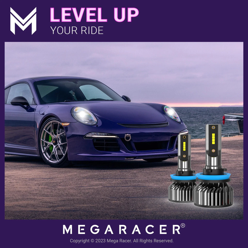 Mega Racer Hyundai Genesis H11 H8 H9 H16 New Gen  Headlight Bulbs 6000K Cool White 12V 60W 16000LM Hyundai Genesis 2015 15 Low Beam Automotive Replacement