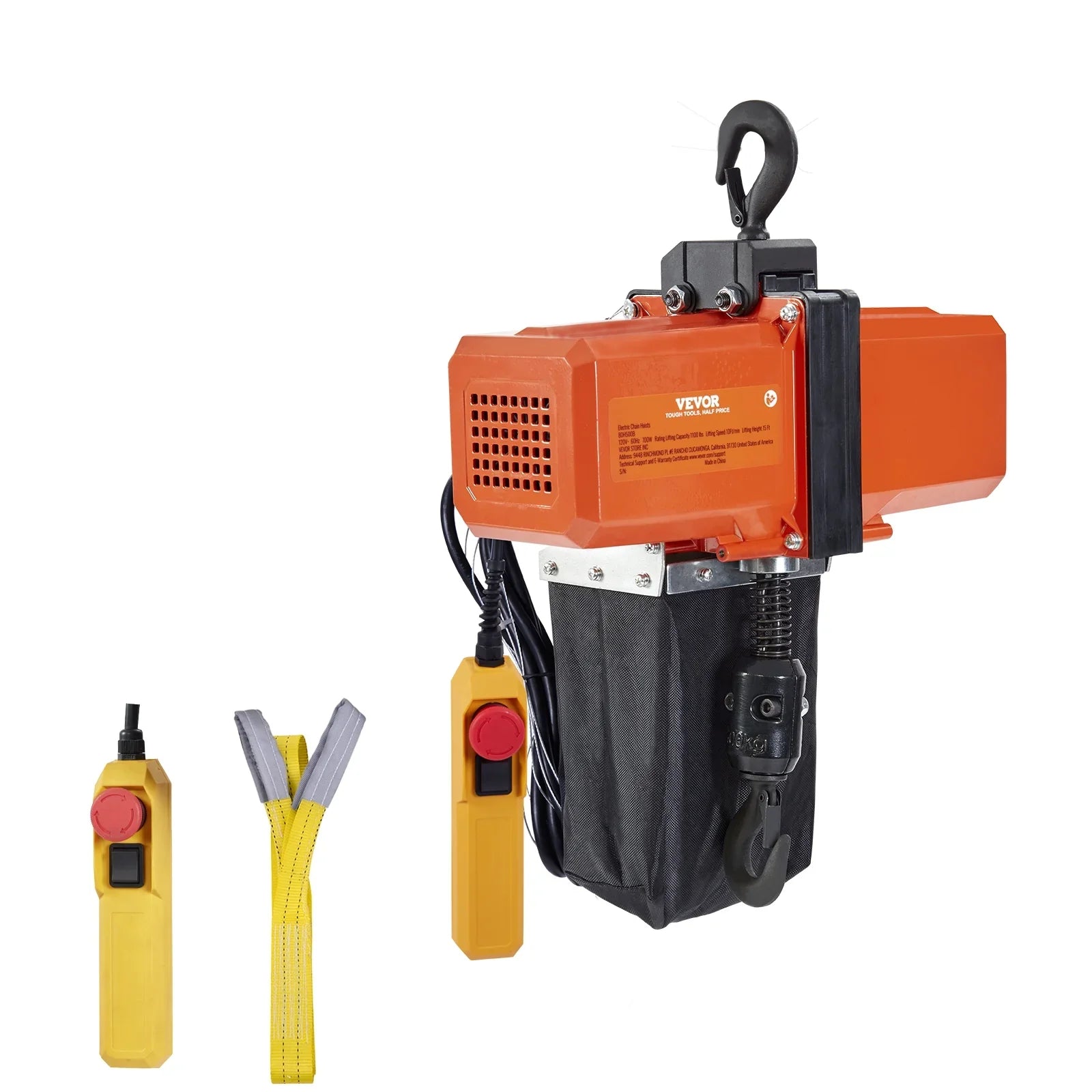 Electric Chain Hoist Single Phase Crane Hoist 1100 lbs Load 15 ft Lifting