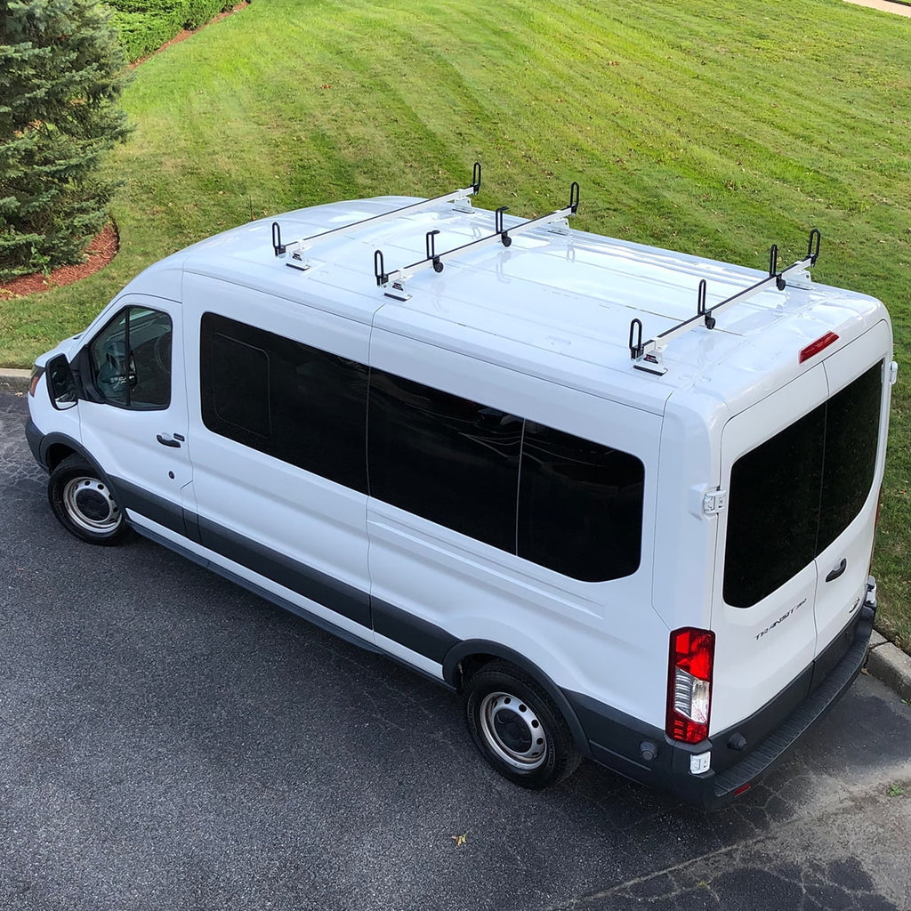 Vantech  Heavy Duty 3 Bar Commercial / Recreational Ladder Roof Rack Fits: Transit Medium Roof Cargo Van 2015-on