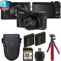 Canon PowerShot G7 X Mark  Digital Camera (Black) + 1 Yr Warranty +Tripod + Case -32GB Kit