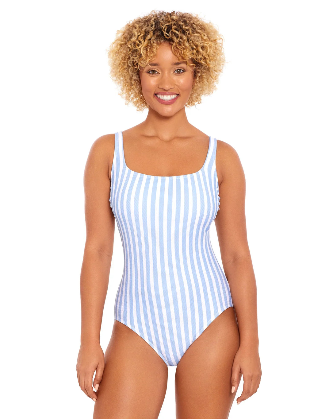Time and Tru Women's Pique Square Neck One Piece Swimsuit, Sizes -3X