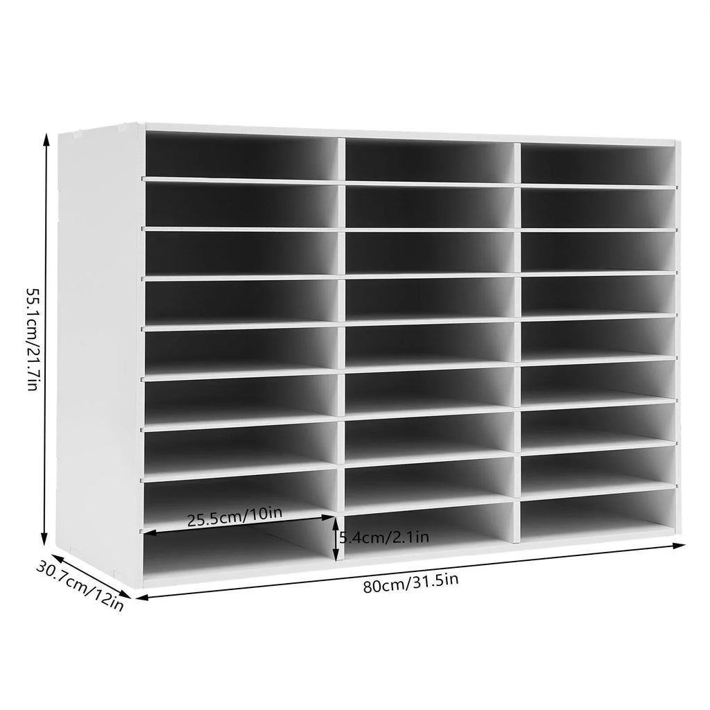 27 Slots Classroom Keepers Literature Storage Rack  File Holder White Mailbox