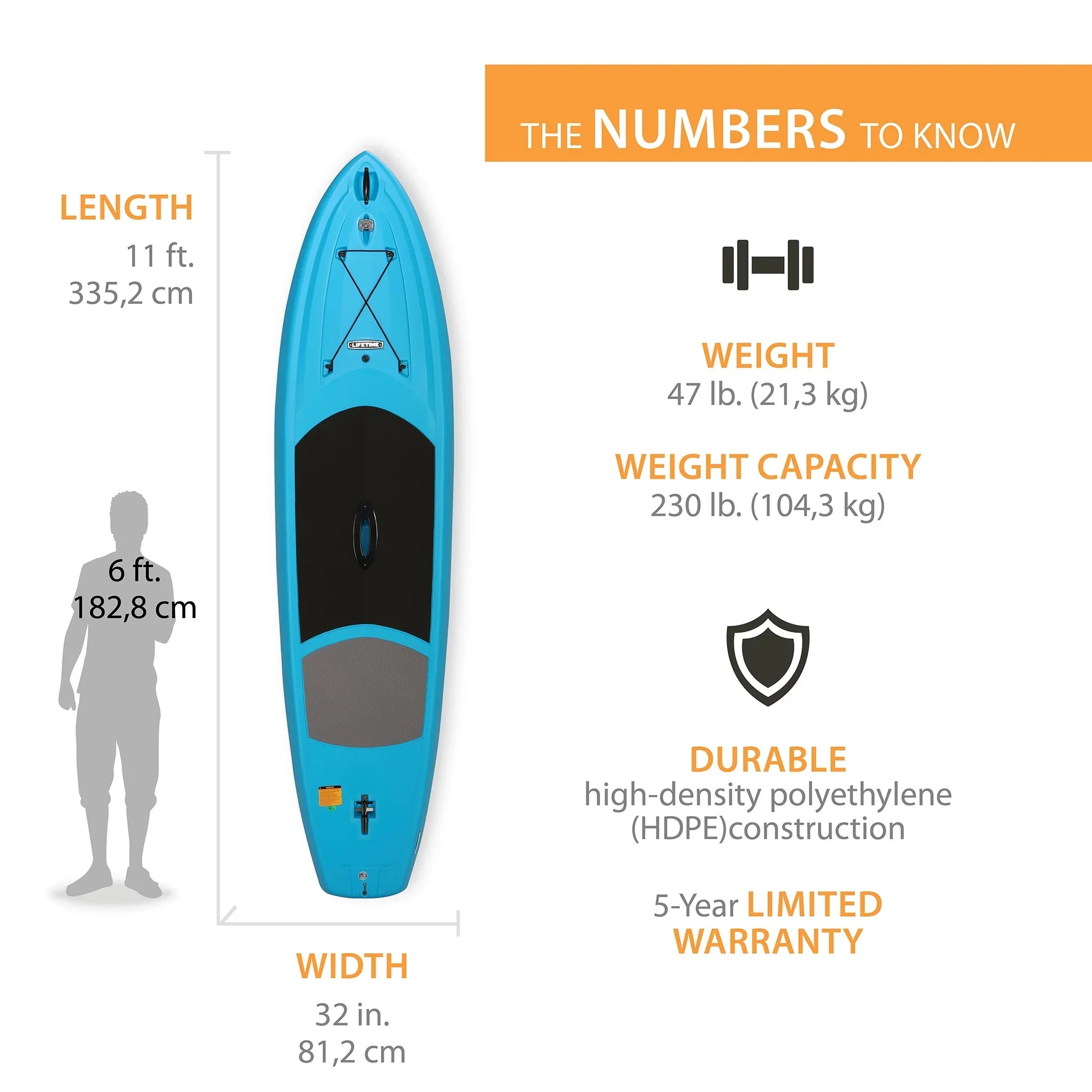 Lifetime Amped 11 ft Stand-up Paddleboard, Glacier Blue (90579)