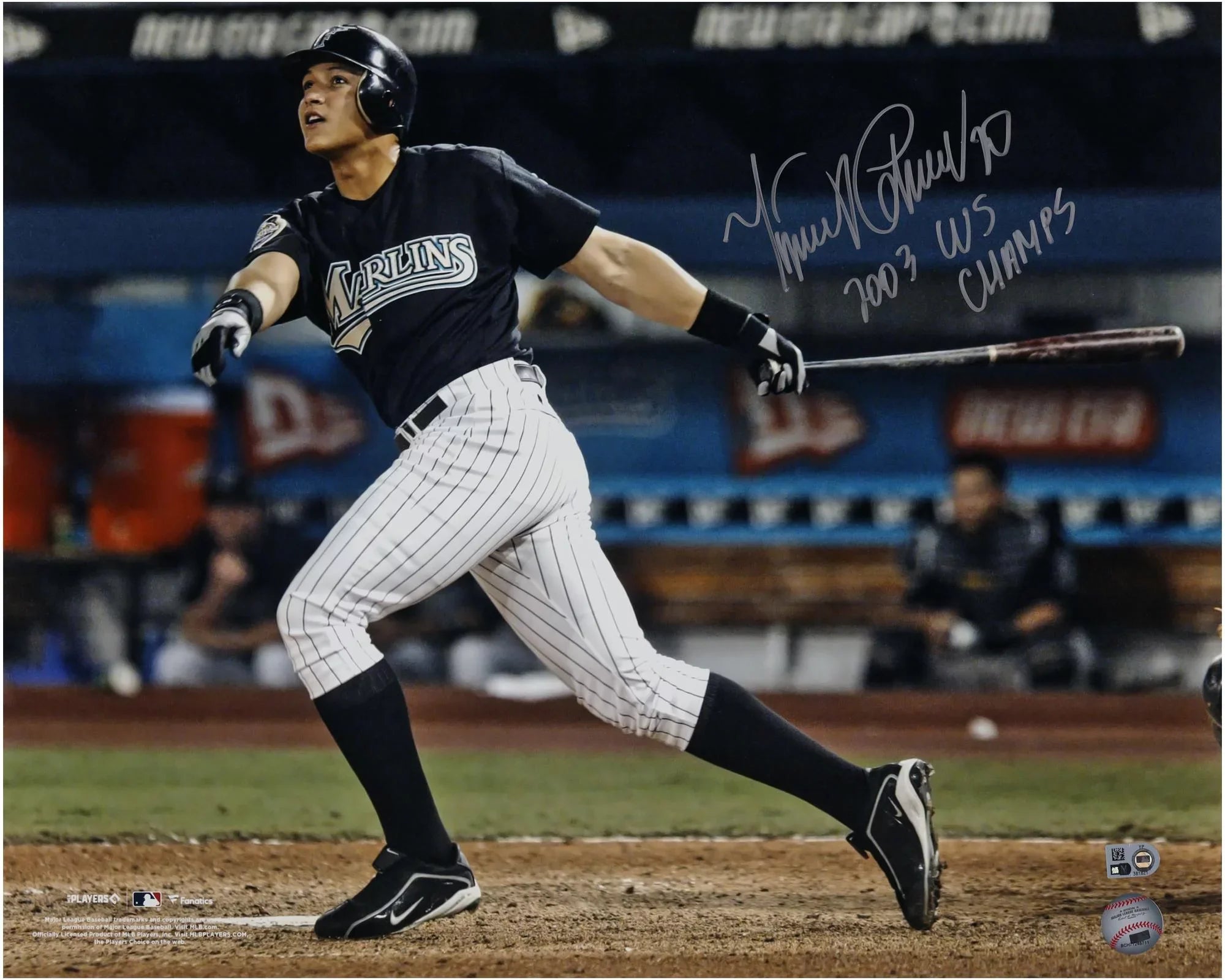 Miguel Cabrera Florida Marlins Autographed 16" x 20" 2003 World Series Hit Photograph with "2003  Champs" Inscription - Fanatics Authentic Certified