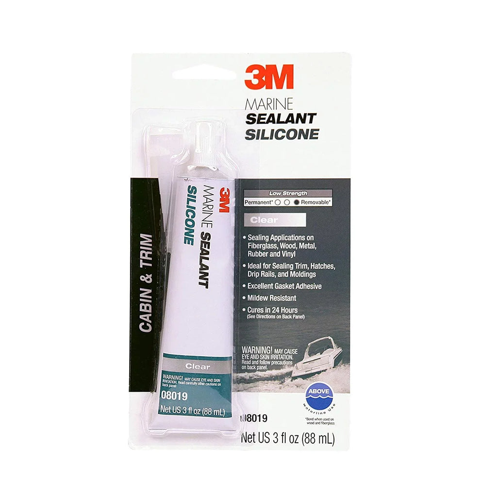 3M Marine Grade Silicone Sealant 08019  For Boats and RVs  Clear  3 Ounces