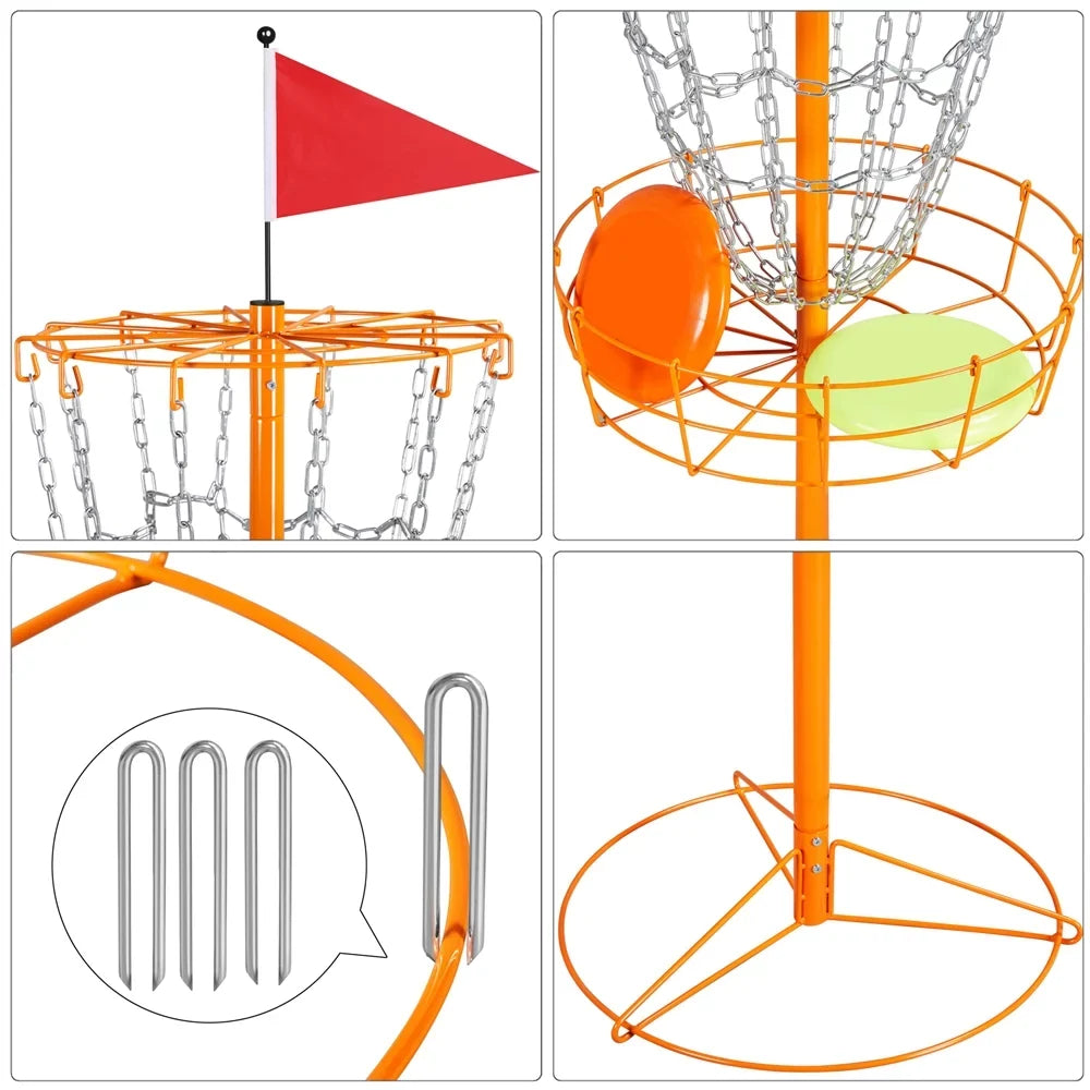 SmileMart 12-Chain Disc Golf Goal Target Practice, Orange
