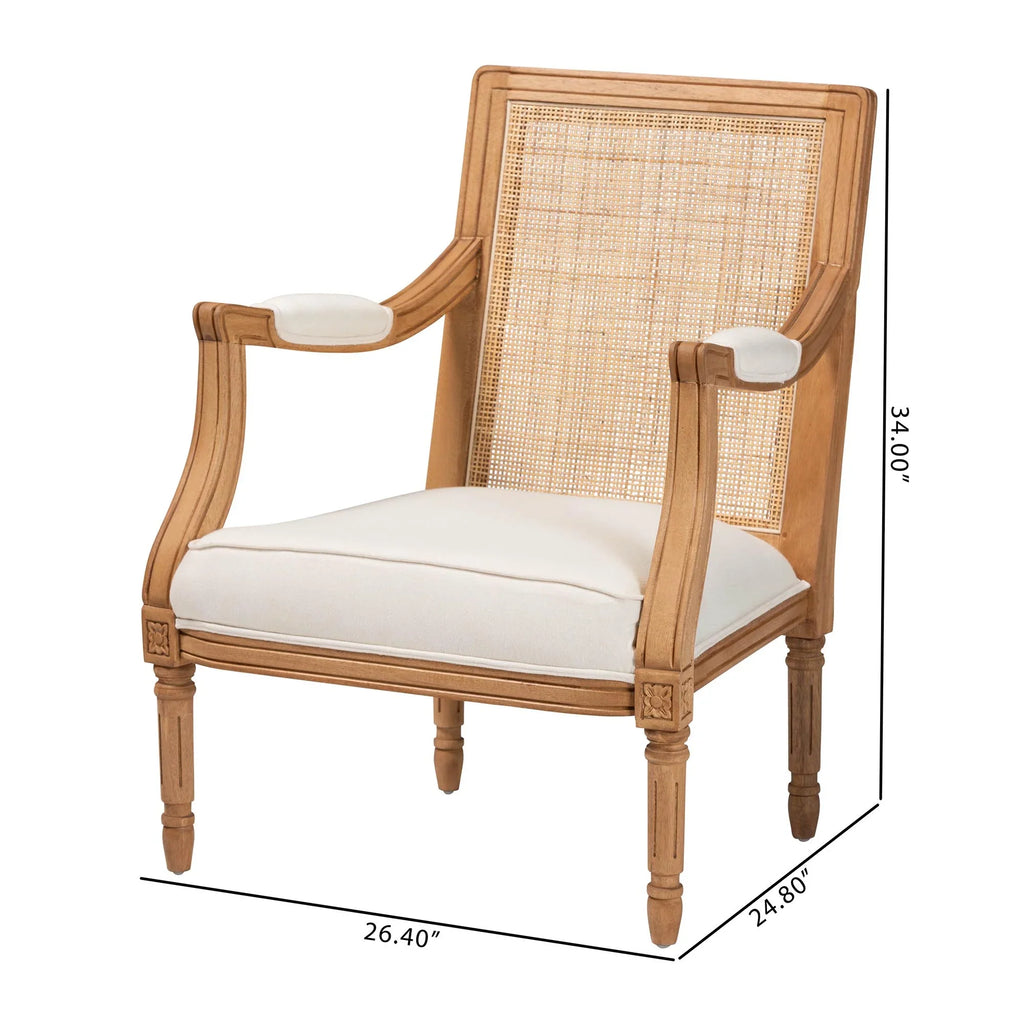Baxton Studio Garridan Traditional French Beige Fabric and Honey Oak Finished Wood Accent Chair