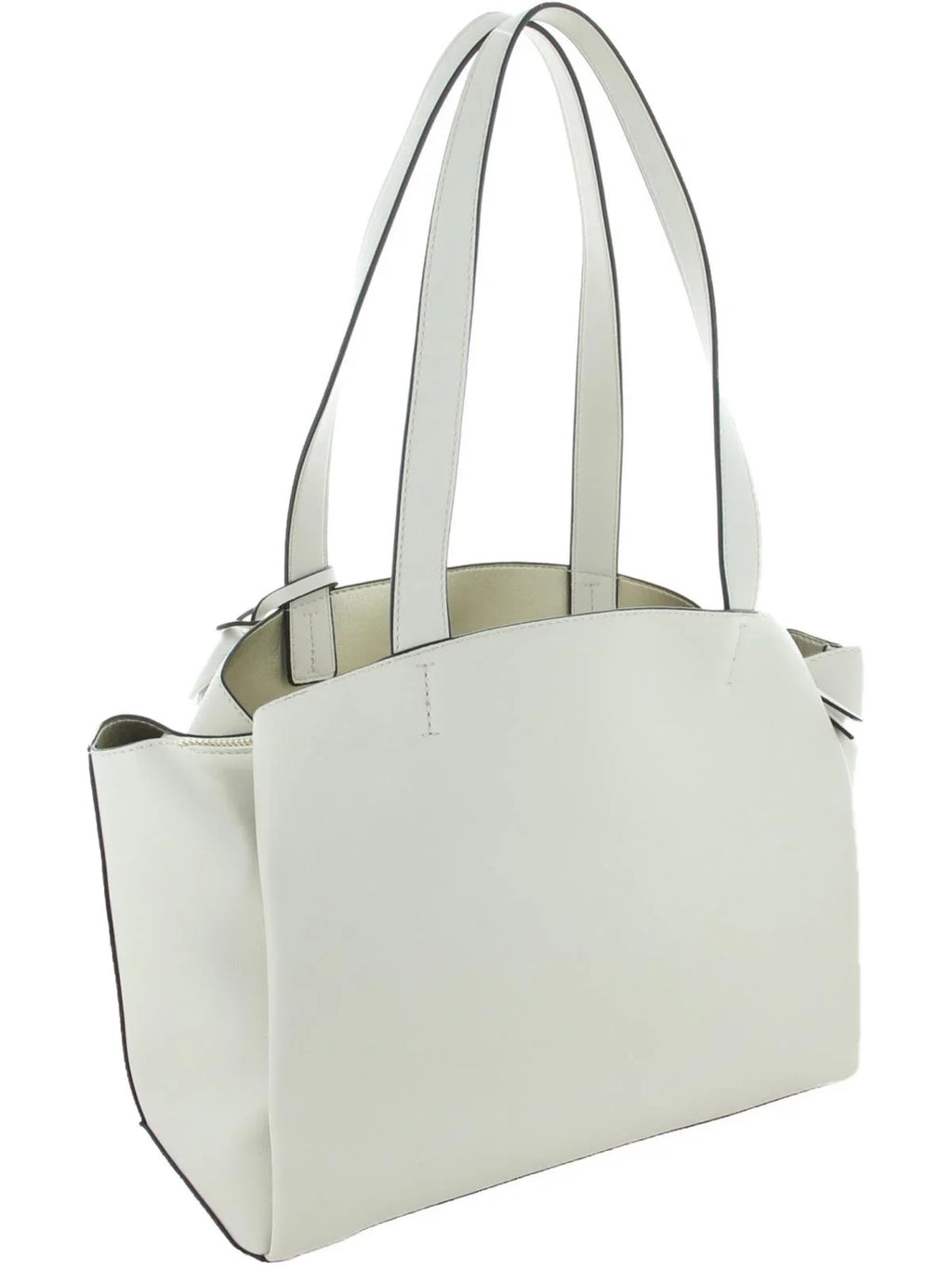 Nine West Womens Mariele Faux Leather East/West Satchel Handbag Ivory Medium