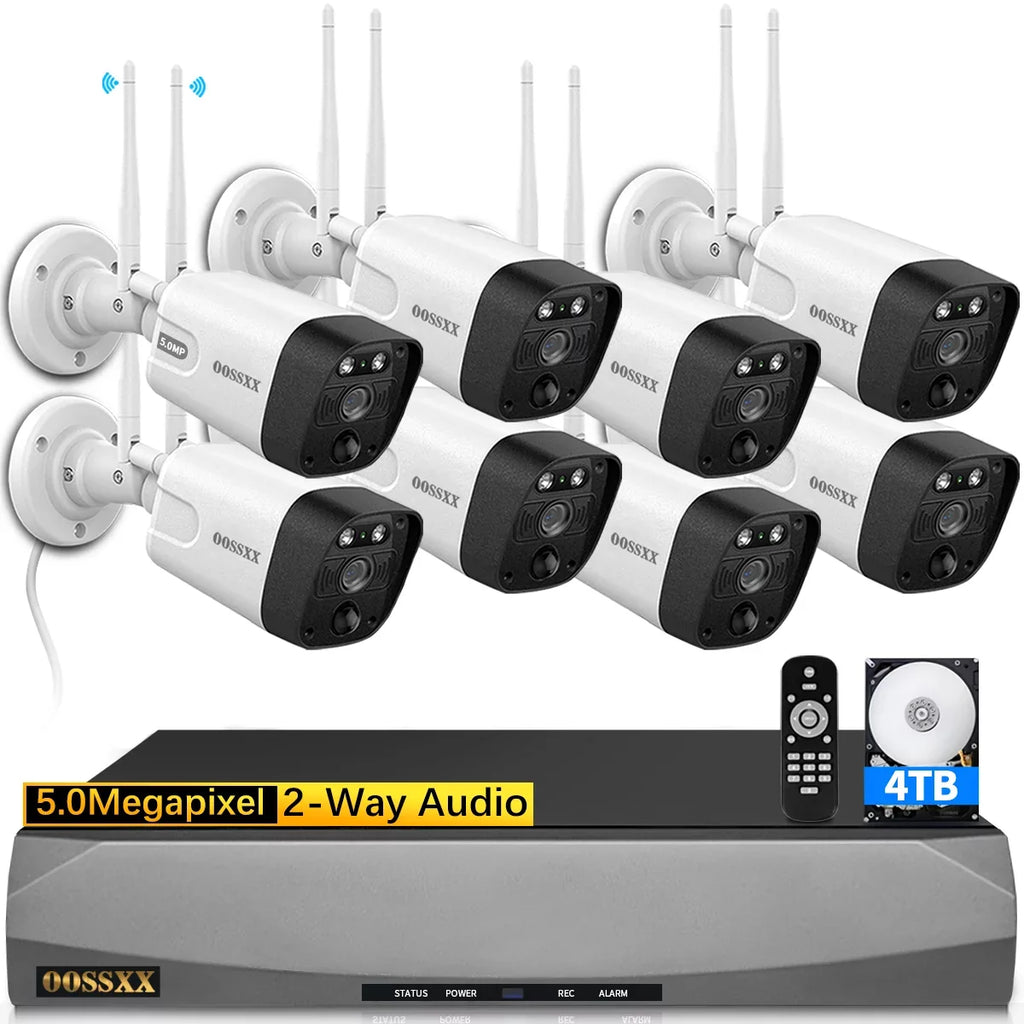 5.5MP Security Camera System,8PcsOutdoor camera, Security Cameras Wireless Wifi ,night vision surveillance cameras, 2-Way Audio