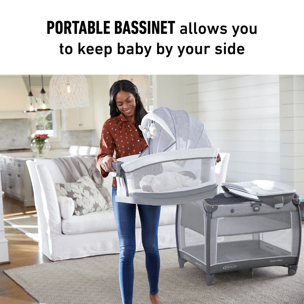 Graco Pack 'n Play Day2Dream Flat Bassinet Deluxe Playard,Grey, Unisex