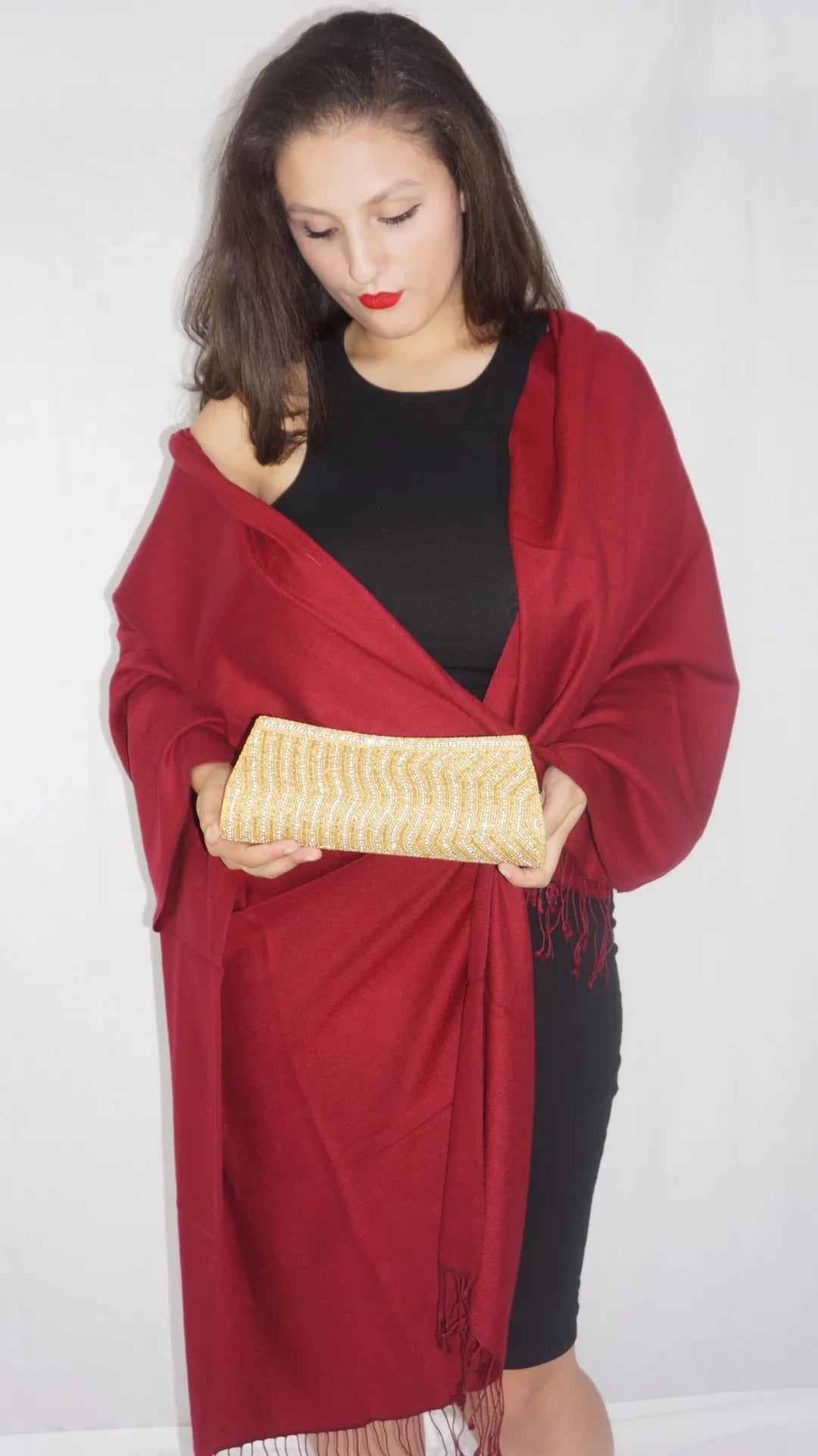 Scarf/Scarves/Shawl/Shawls/Stole/Wrap/Pashmina Scarf/Pashmina Shawl/Cashmere/Cashmere Scarf/Wool/Silk (Wine)