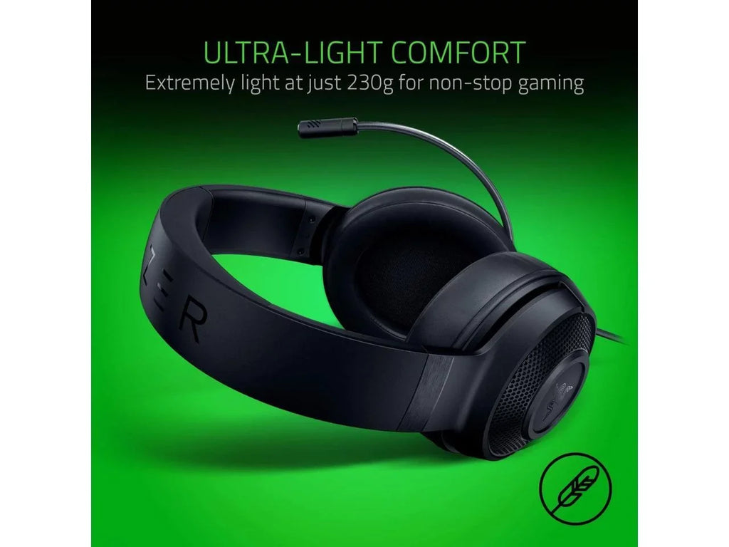 Razer Kraken X Lite Ultralight Gaming Headset: 7.1 Surround Sound Capable Lightweight Frame Bendable Cardioid Microphone for , Xbox, PS4, Nintendo Switch - Classic Black