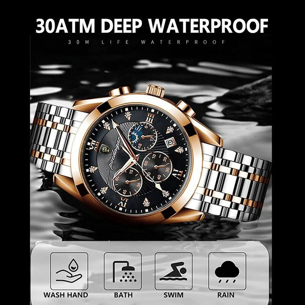 Men Watch Sport Chronograph Quartz Watches Top Brand Luxury Full Steel Waterproof Luminous Date Man Fashion Wristwatch 8169 Black S