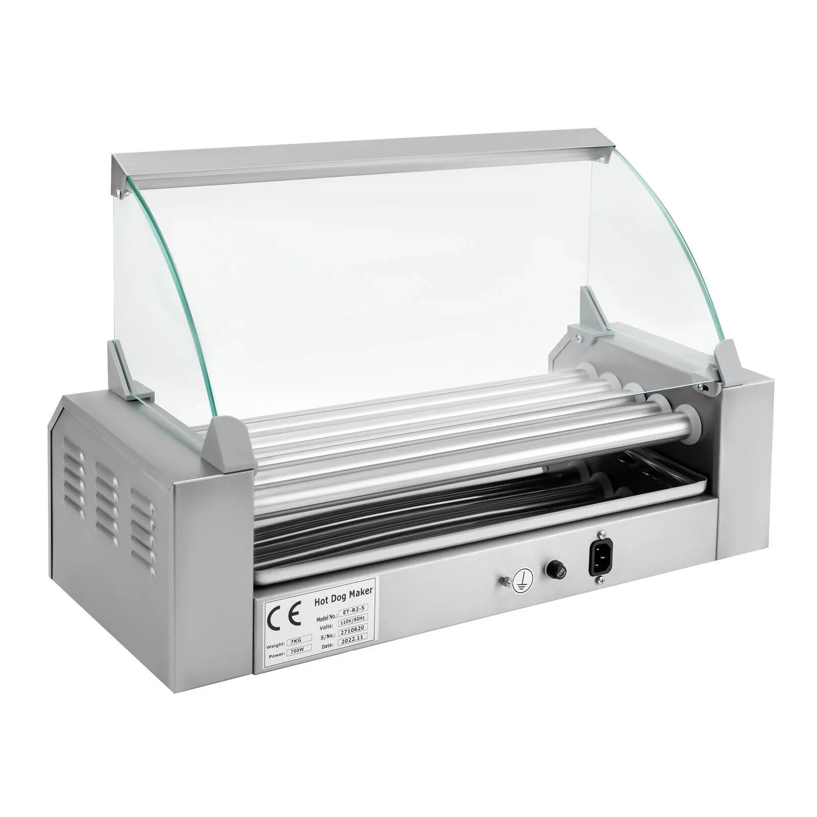 110V Sausage Grilling Machine Set 12-Hot Dog Holds 0-250℃ W/5 Stainless Rollers