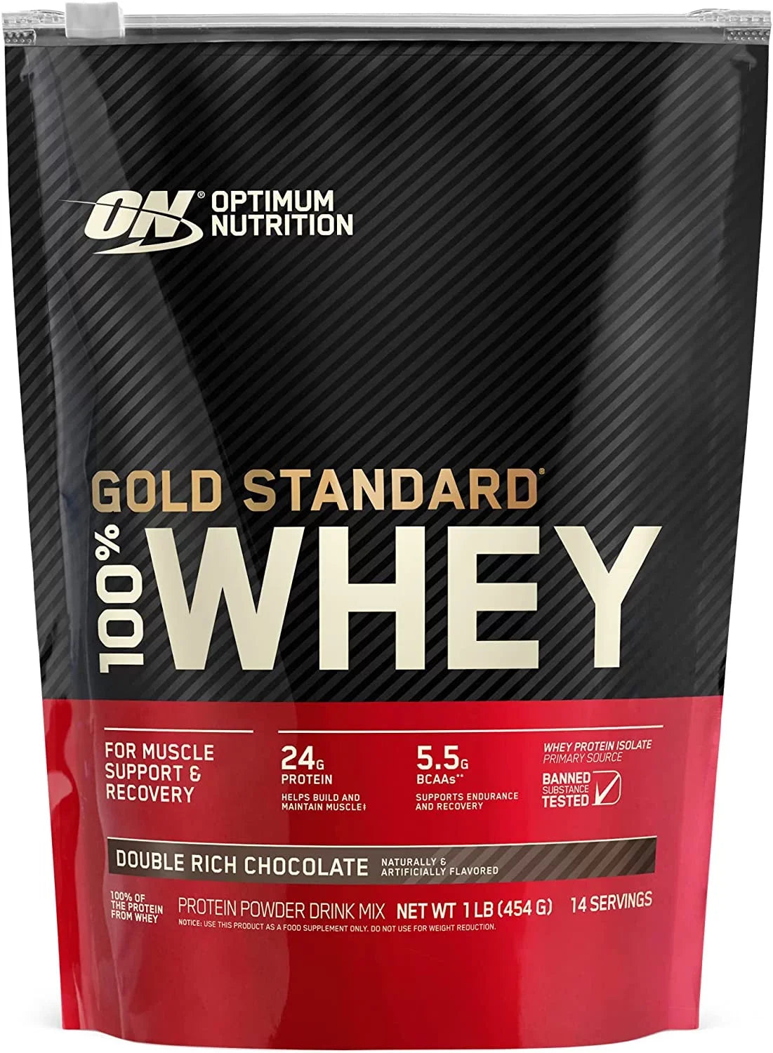 Optimum Nutrition, Gold Standard 100% Whey Protein Powder, Double Rich Chocolate, 1 lb, 14 Servings