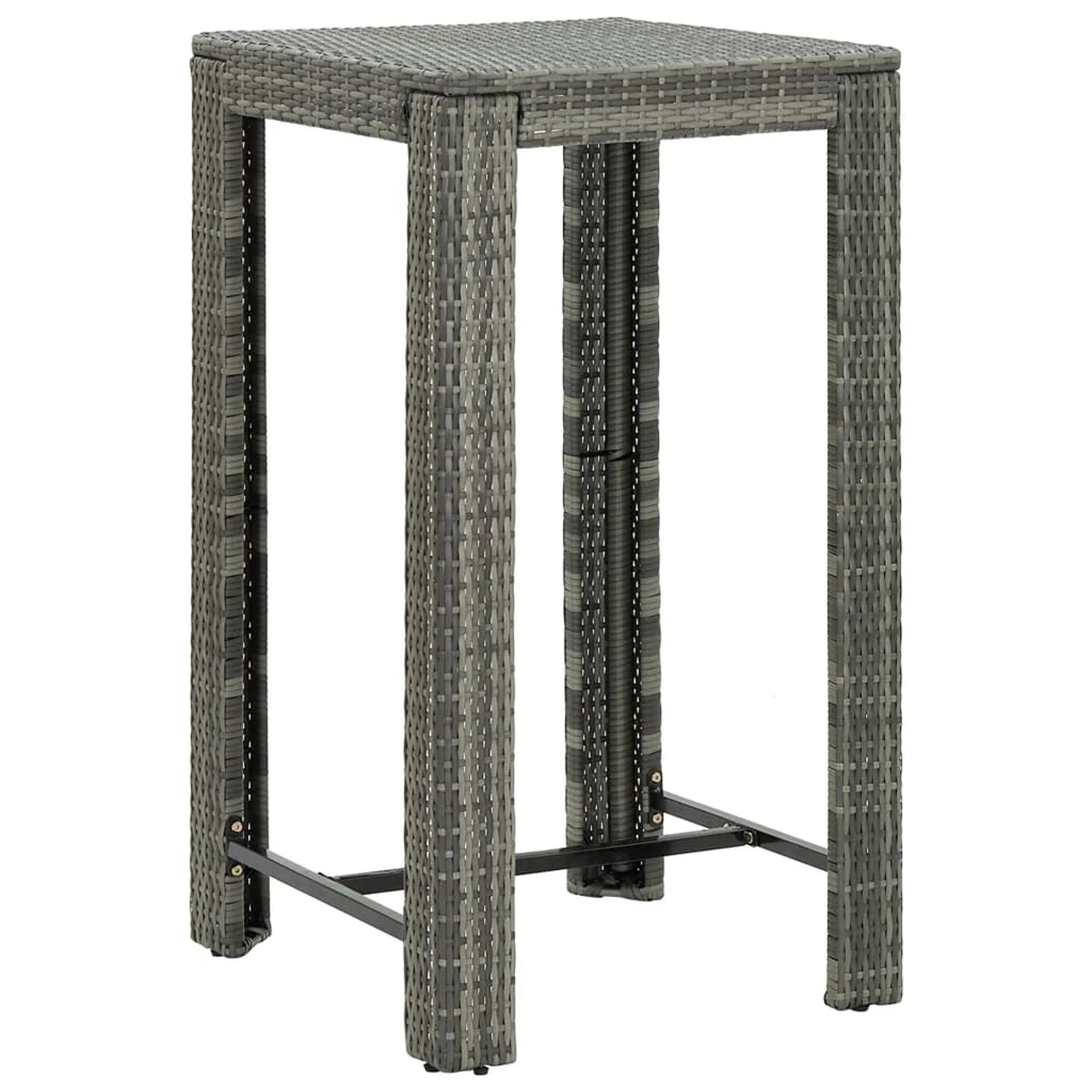 Andoer Garden Bar Table Gray 23.8"x23.8"x43.5" Poly Rattan