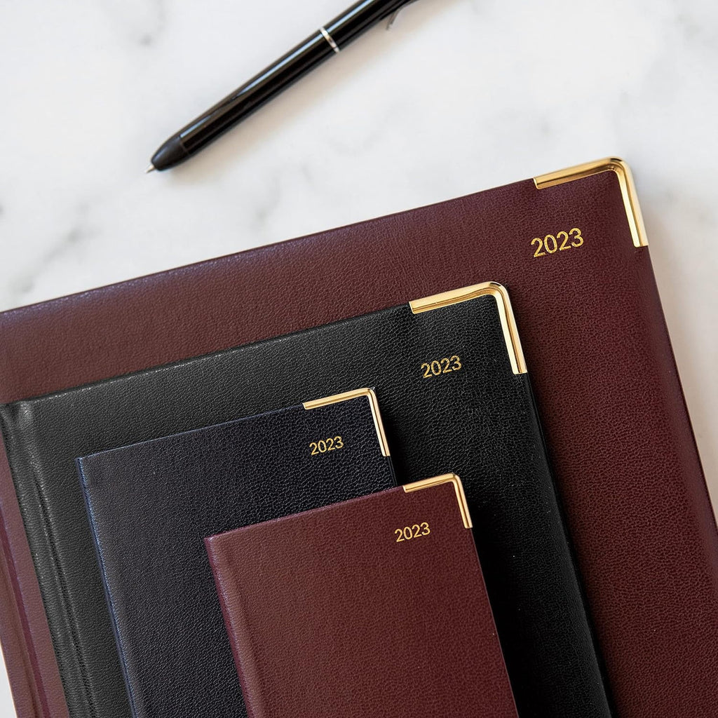 Of London 12S Daily Planner, Day Per Page, Classic Slim Month Per Page, 13 Months Jan 2023 - Jan 2024, Landscape Diary 2023 6 5/8" 3 1/4" (Black)