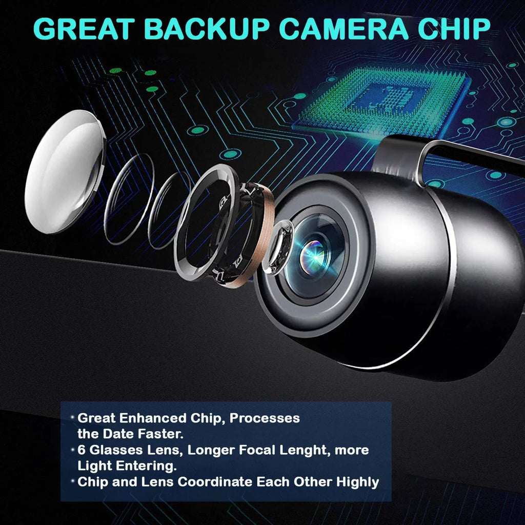 CAM123 Backup Camera Frame License Plate  Night Vision Rear View 170° Angle Waterproof Compatible with Jensen Car Radio CAR110W CAR710 CAR710X CAR8000 CAR910W CAR910X CDR7011 CM901MIR CMR2720