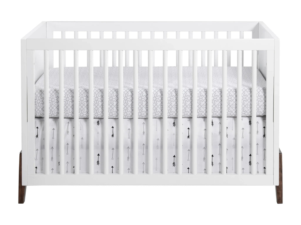Oxford Baby Mari Modern 3-in-1 Convertible Island Crib, White & Walnut, Wooden Crib