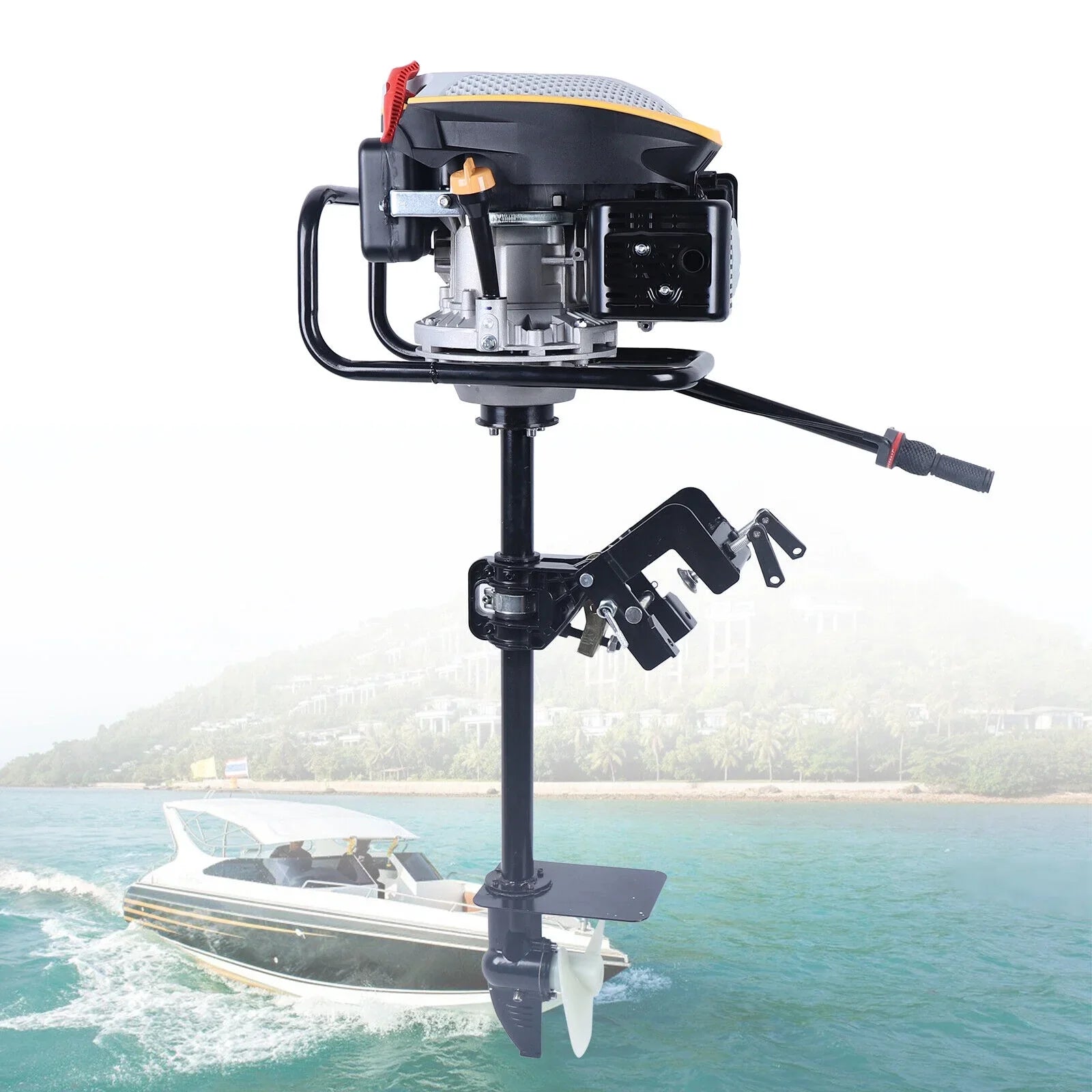 Miumaeov 4 Stroke 9  Outboard Motor 225  Fishing Boat Engine Air Cooling Single Cylinder Heavy Duty Boat Engine Marine Engine with  Ignition System 3600 r/min
