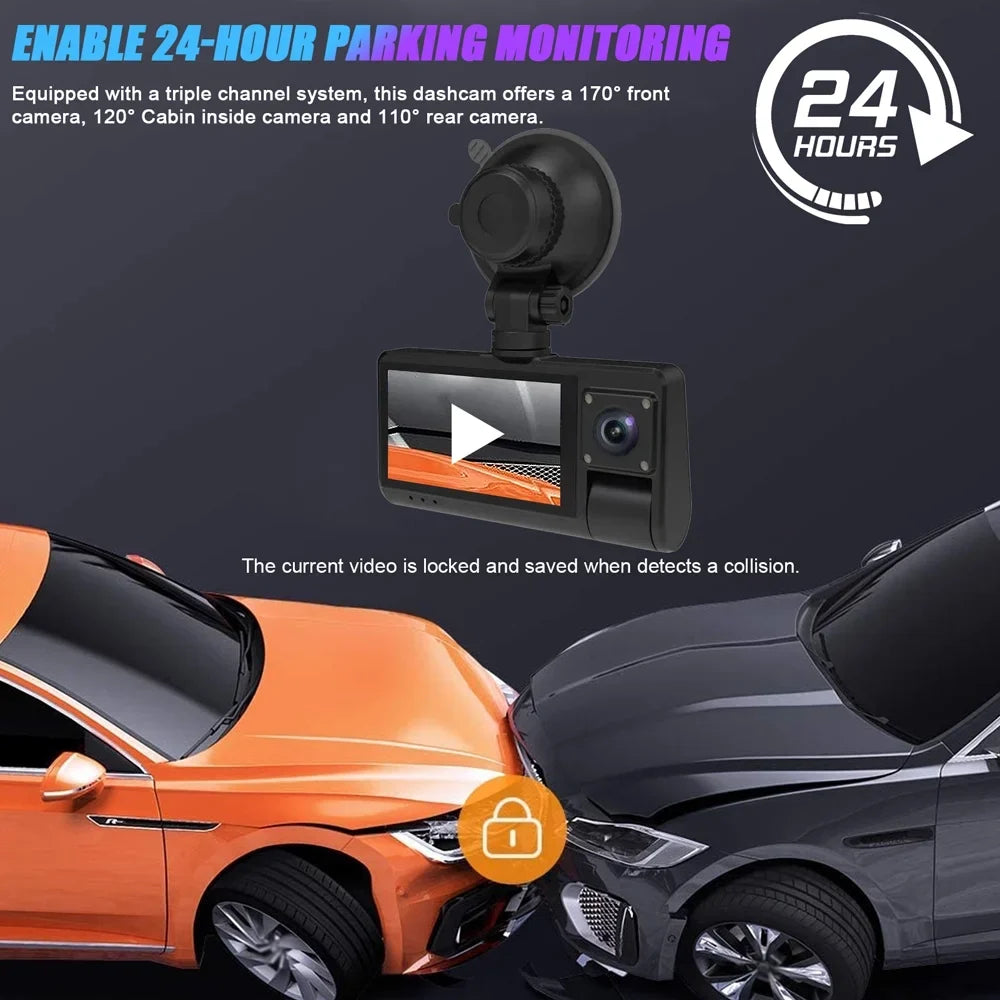 Dash Cam, Touched Screen Car Rearview Mirror Recorder with Wide Angle, Clear Video Recording for Auto Safety Driving
