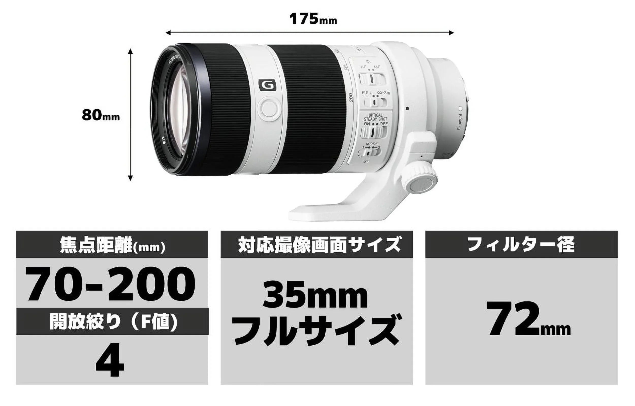 Sony SEL70200G  70-200mm F4 G  E-mount Full Frame Interchangeable Lens - International Version (No Warranty)
