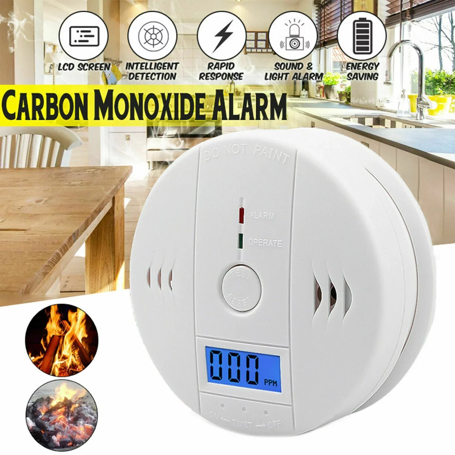 Carbon Monoxide Detector, Carbon Monoxide Alarm for House and Bedroom Battery Powered