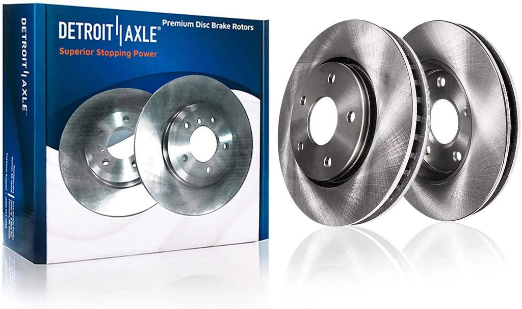 Detroit Axle - 330mm Front 328mm Rear Disc Rotors Brake Pads +20pc Lug Nuts Replacement for Town & Country Routan Grand Caravan Ram C/V - 30pc Set