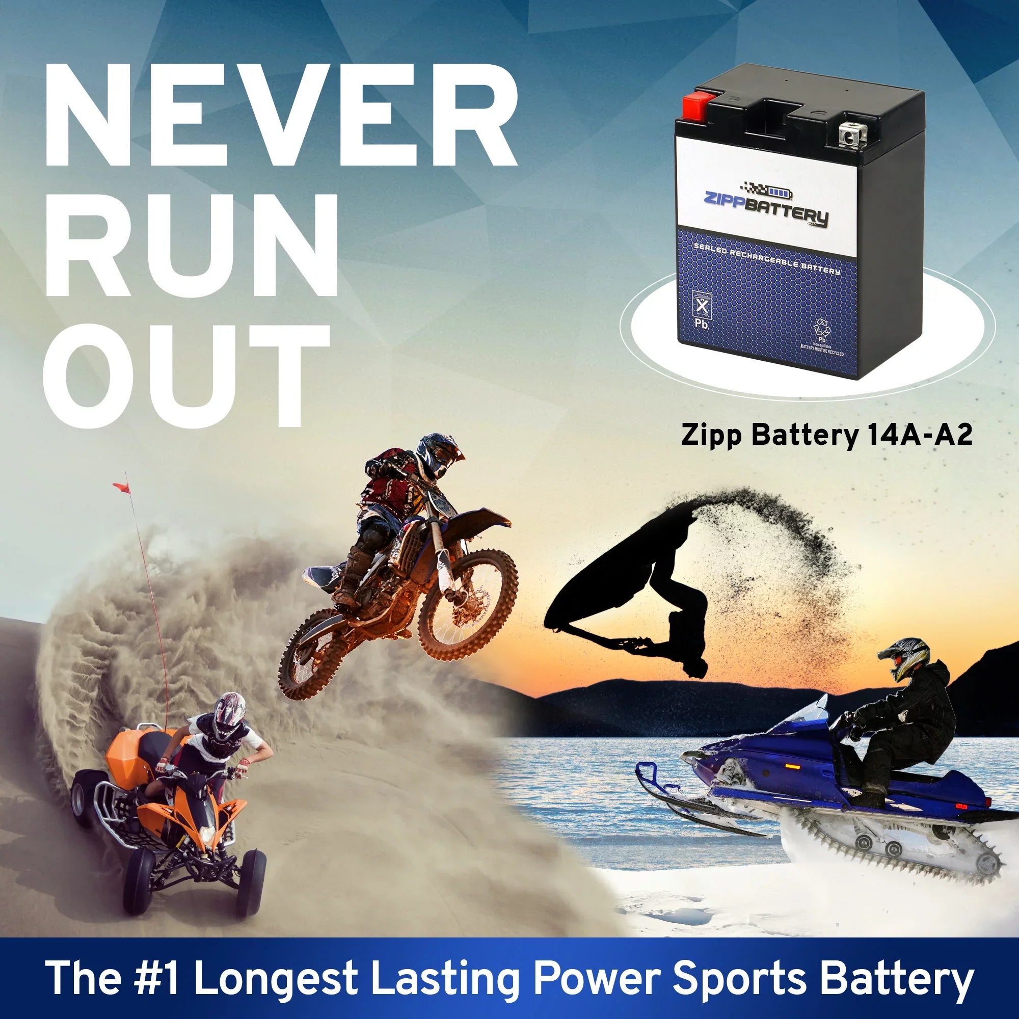 Zipp Battery YB14A-A2 (14A-A2 12 Volt,14 Ah, 190 ) Utility Vehicle Battery for Kawasaki Kaf400 Mule 600 610 400cc 05-'07