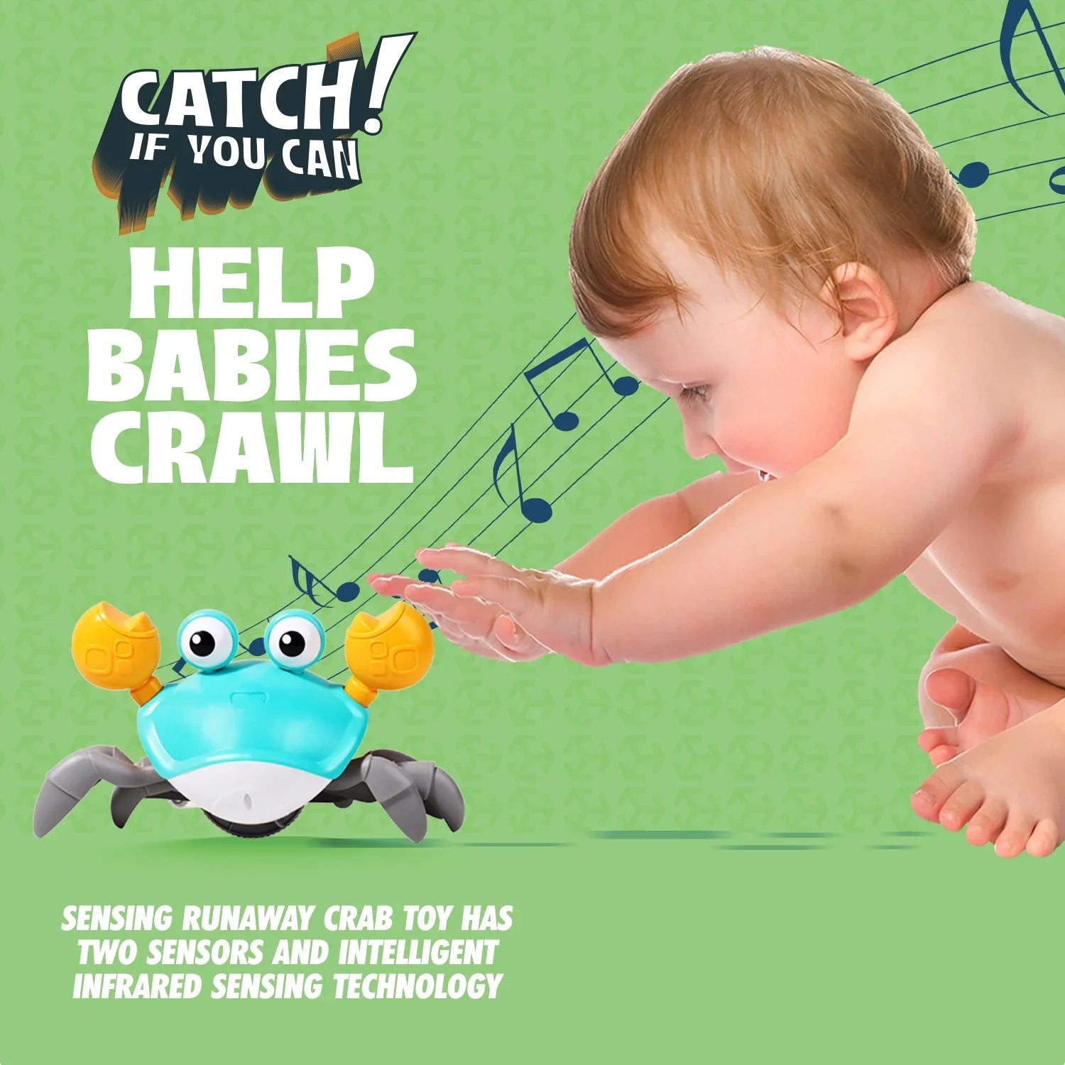 Bambina Multicolor Crawling Crab For Little Kids 6-12 Years And Toddlers 0-6 Months Tummy Time, Learning Crawl And Cognitive Development - Kids Favorite Entertaining Gift