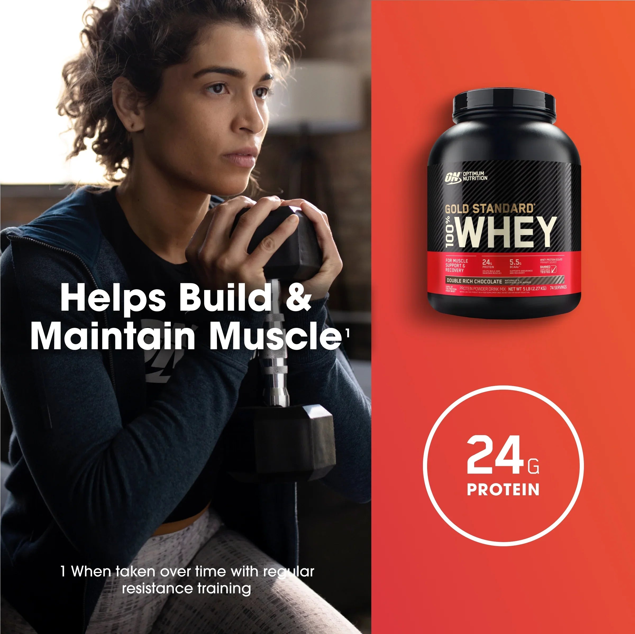 Optimum Nutrition, Gold Standard 100% Whey Protein Powder, Double Rich Chocoalte, 5 lb, 74 Servings