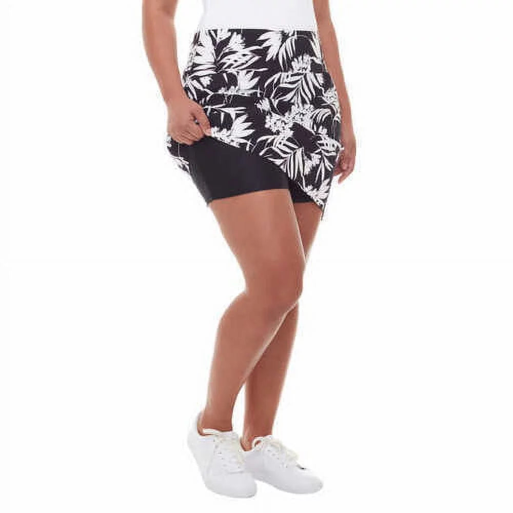 S.C. & Co. Womens Printed Skort,Black Print,Medium