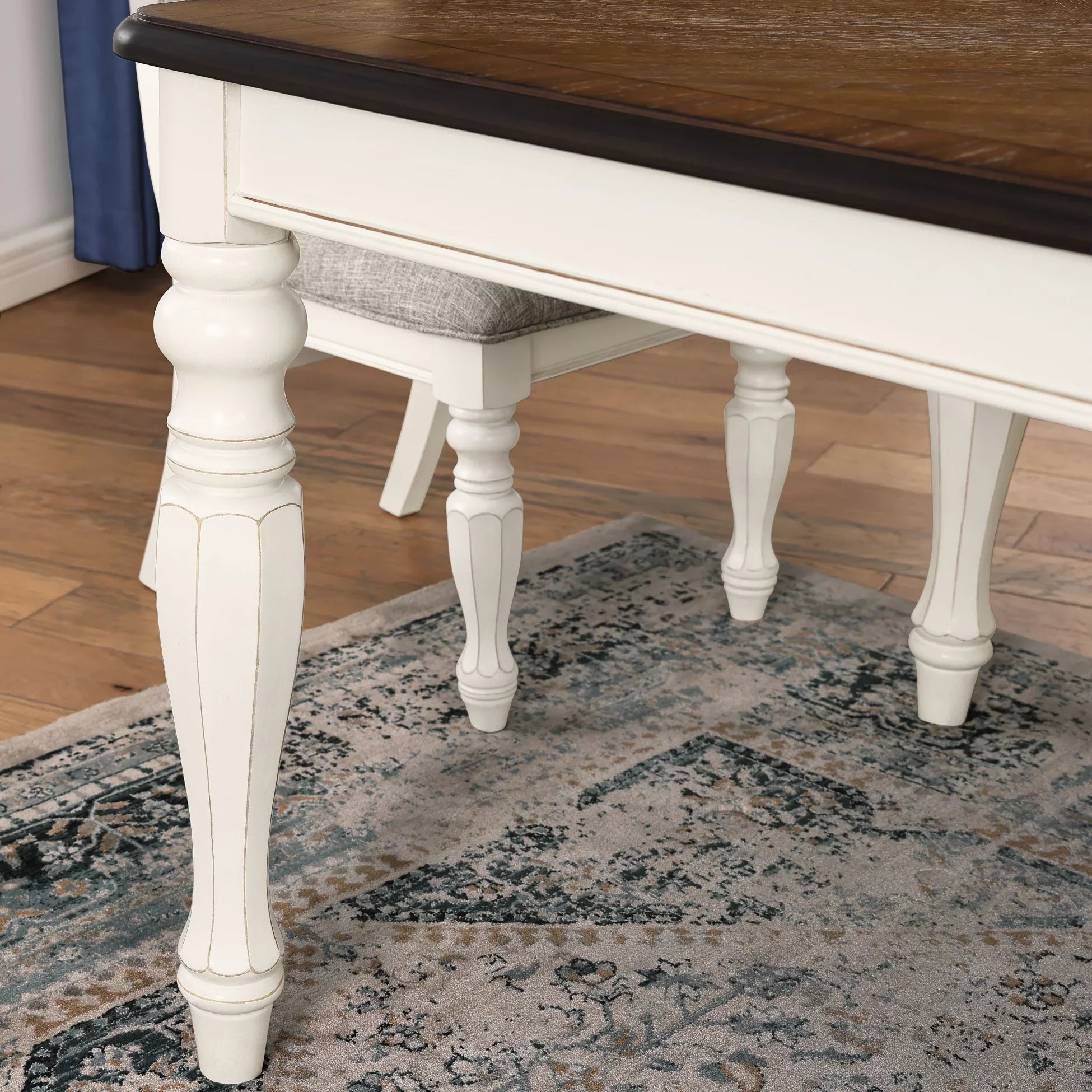 Roundhill Furniture Belleza French Country 5-Piece Dining Set in Antique White and Weathered Oak Finish