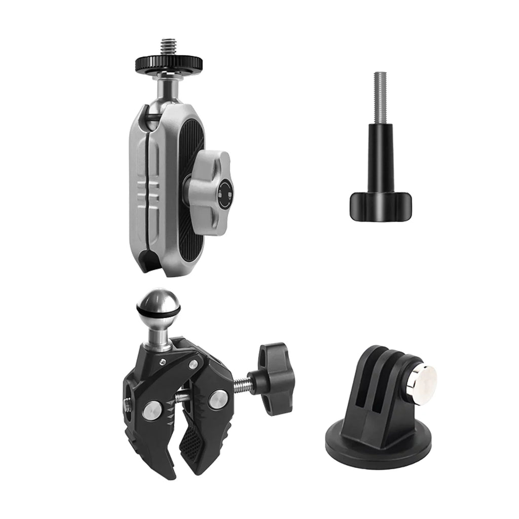 Aluminum Alloy Camera Mount Clamp - Bicycle Handlebar Adapter, 1.5kg Load Capacity, Dual Rotatable Ball Head, Adapter, Compatible with , , Hero 11/10/9/8/7, Insta360