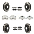 Transit Auto Front Rear Disc Brake Coated Caliper Drilled Slotted Rotors And Semi-Metallic Pads Kit (10Pc) For 2010-2017 Ford Expedition Lincoln Navigator -100310S