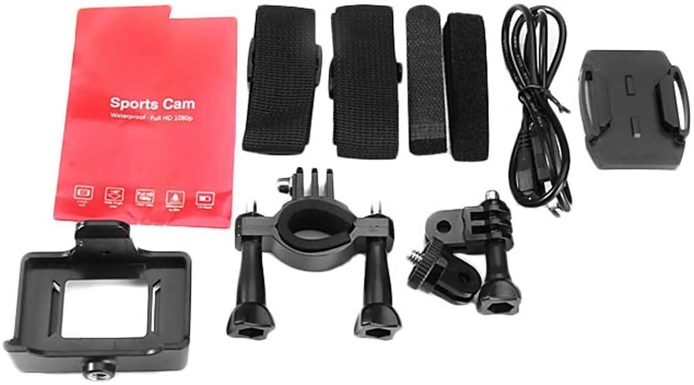 Action Camera, 1080P 12MP Sports Camera Full  2.0 Inch Action Cam 30m/98ft Underwater Waterproof Snorkel surf Camera with Wide-Angle Lens and Mounting Accessories Kit Black