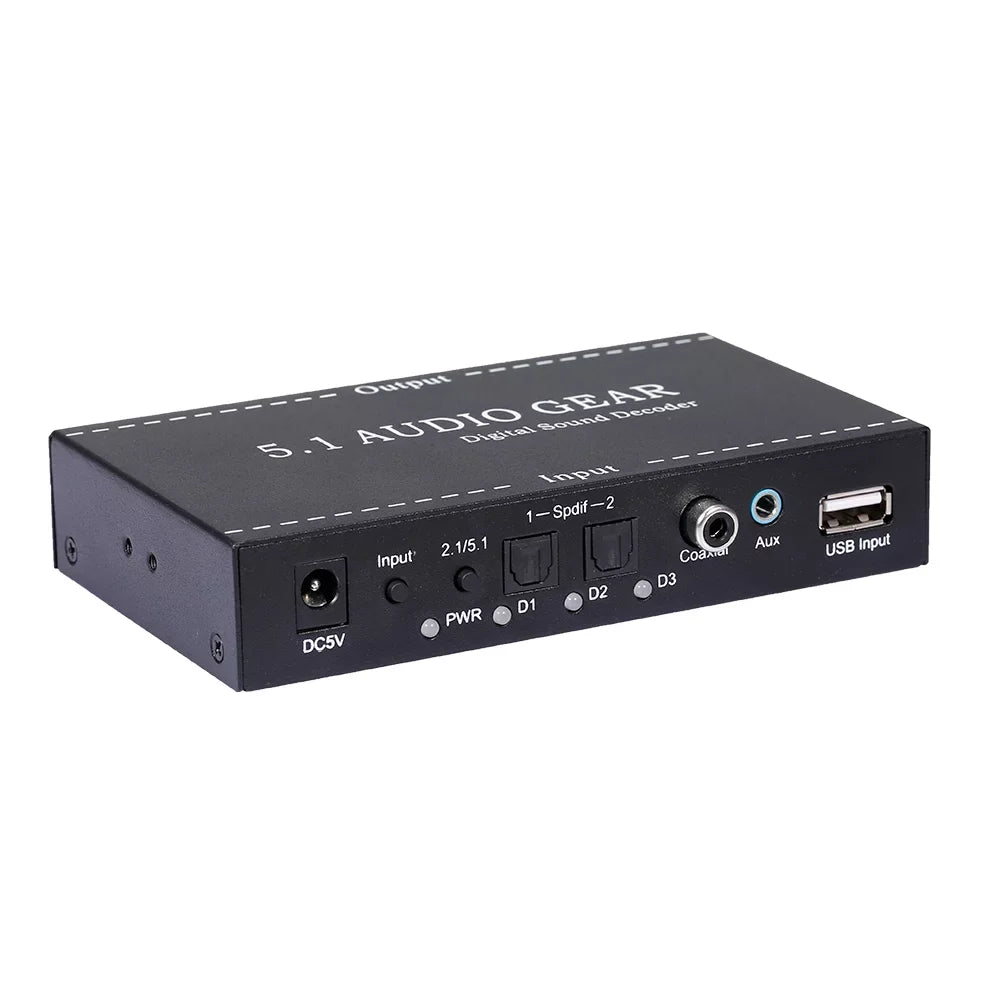 Nk-A6L 5.1 Audio Gear Digital Sound Decoder Audio Converter 3.5Mm Audio Output Support for Dolby Digital Ac-3 Dts Plug