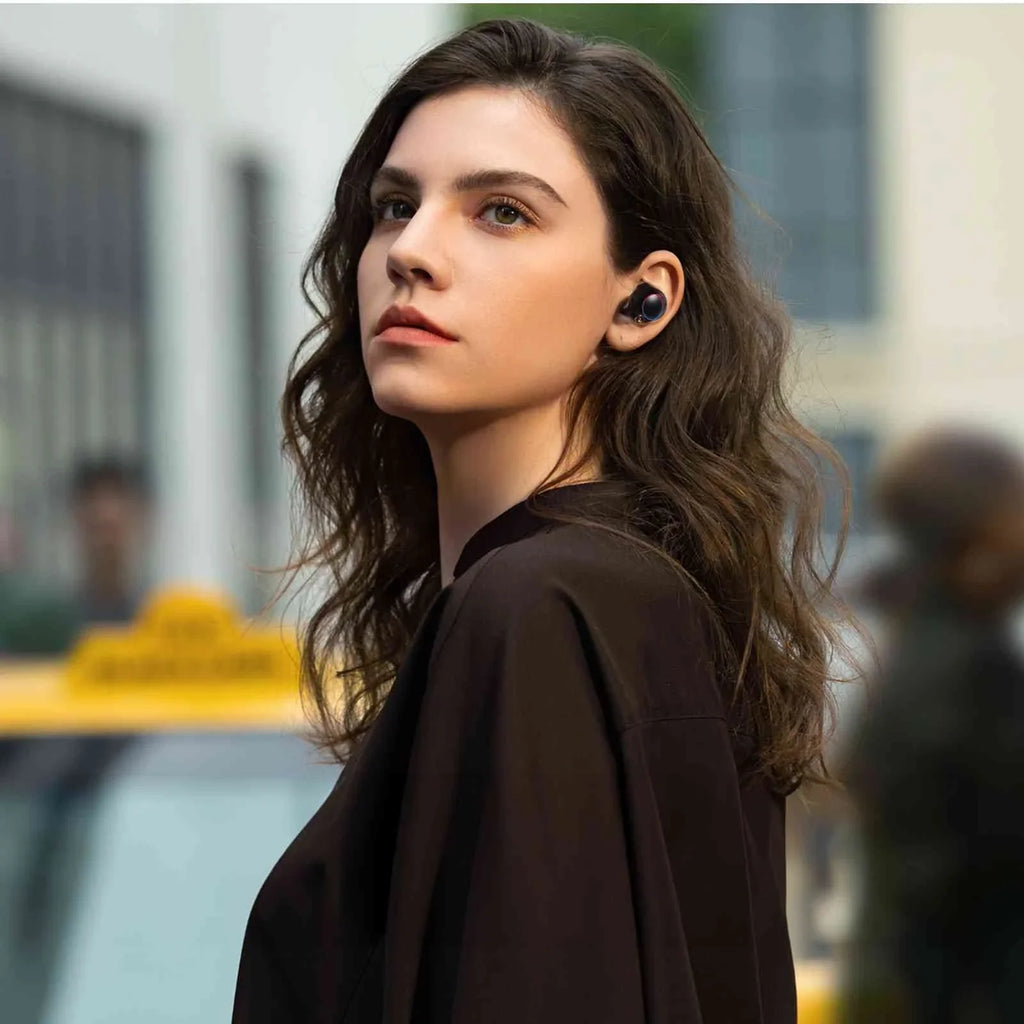 UrbanX True Wireless Bluetooth Earbuds + Charging Case, Black, Dual Connect, IPX5 Water Resistance, Bluetooth 5.2 Connection, Balanced, Bass Boost Compatible with Lenovo Tab P11 Plus