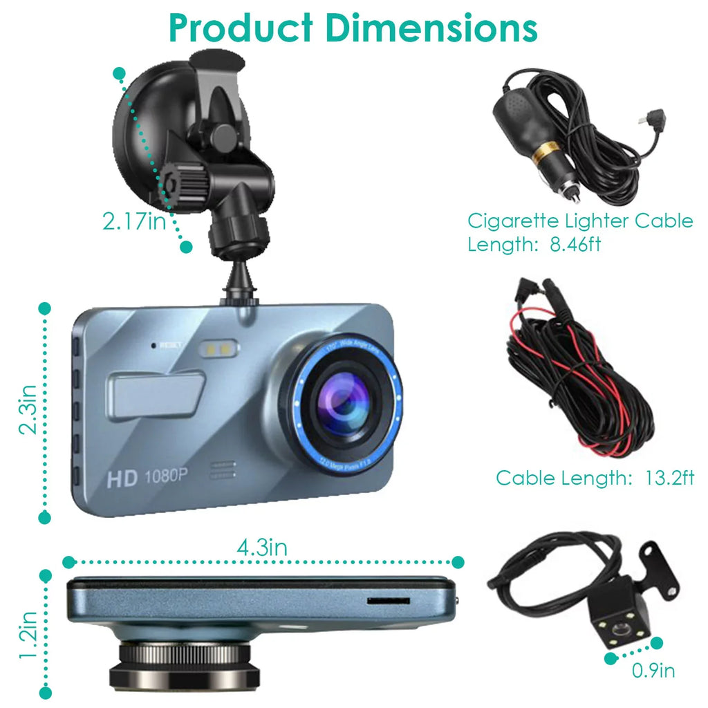 Car Dash Camera, iMounTEK Front and Rear Dual Dash Cam, 170° Super Wide Angle, 4.5inch Screen, G-Sensor, Parking Monitor, Motion Detection
