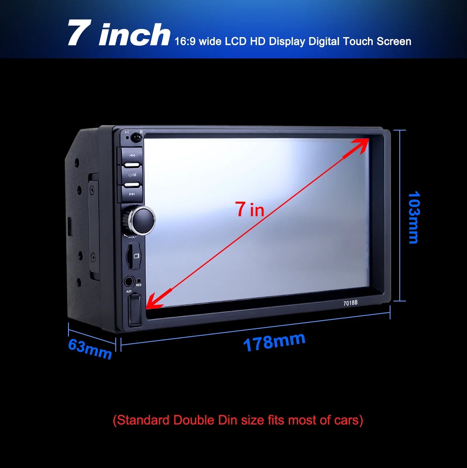 Double 2 Din Car Stereo Radio MP5 Player, 7 Inch  Touch Screen Bluetooth Car Video Player 1080P with Backup Reversing Camera
