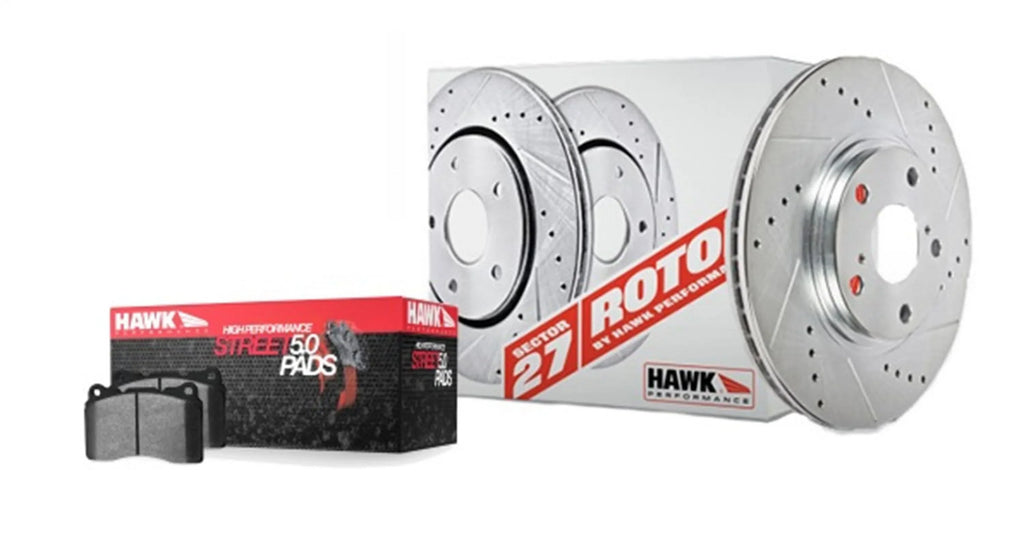 Hawk Performance 05-07 Ford 500 Hundred / 08-09 Taurus - Sector 27 Rotors w/  5.0 Pads Kit -Rear Fits select: 2005-2007   , 2005-2007