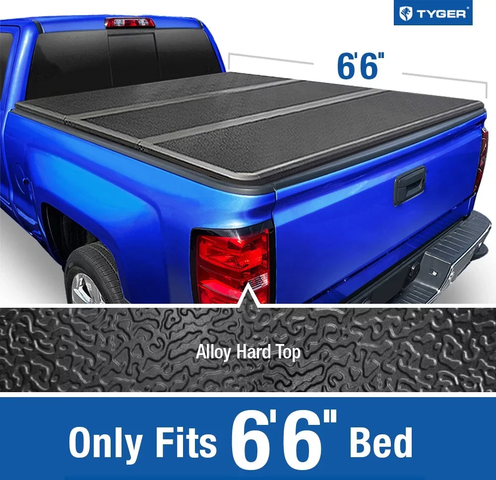 Tyger Auto T5 Alloy Hardtop Truck Bed Tonneau Cover Compatible with 2014-2018 Chevy Silverado /  Sierra 1500; 2015-2019 2500  3500 ; 2019 /Limited | 6'6" Bed | -BC5C3007 | Aluminum