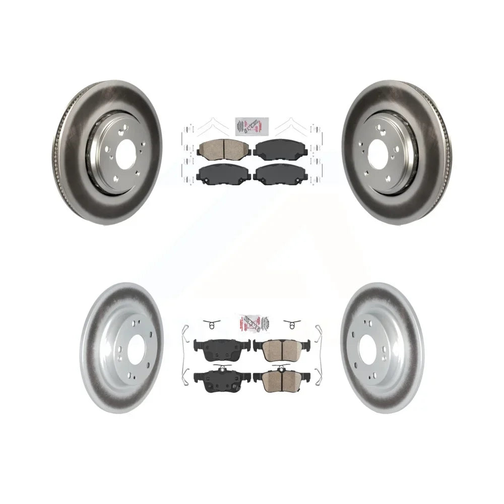 Transit Auto - Front Rear Ceramic Pads And Coated Disc Brake Rotors Kit For 2017-2020 Honda Civic Si with Sedan -102879