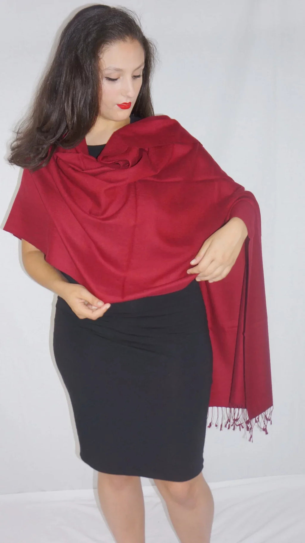 Shawl/Shawls/Scarf/Scarves/Wrap/Stole/Muffler/Cape/Ruana/Blanket/Throw/Pashmina Shawl/Cashmere Scarf/Wool/Silk (Wine Red Regular Shawl)