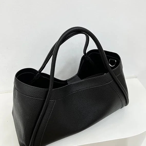 Nvzi Large Capacity Work Vegan Leather Tote Bags,Genuine Leather Shoulder Tote Bag for Women,Slouchy Oversized Bag（White）